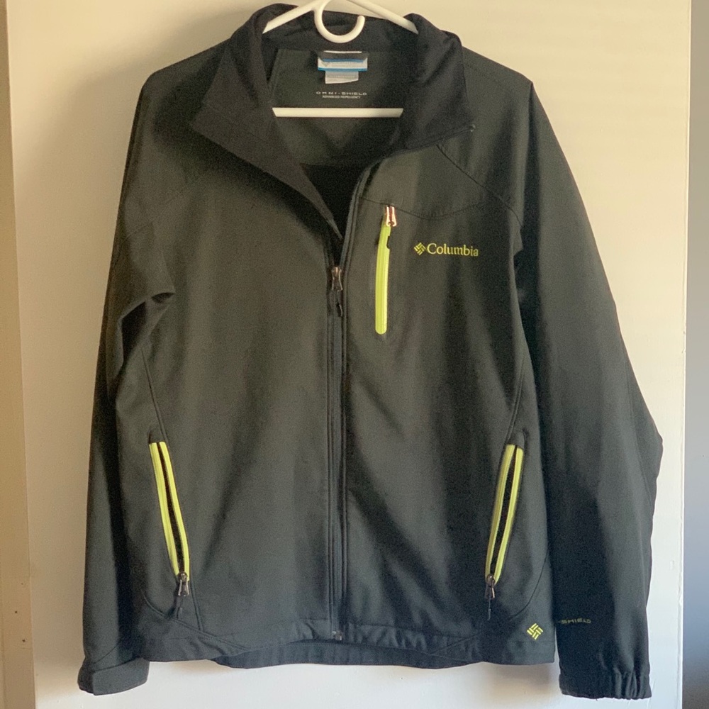 Columbia Men's Omni Shield Jacket Black Softshell Size M Zip Up